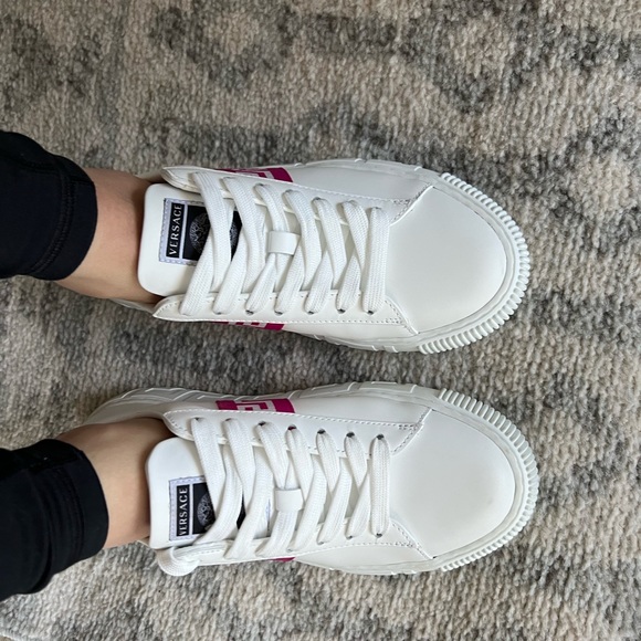 Versace GRECA SNEAKERS pink and White does NWT Shoes - Picture 7 of 8